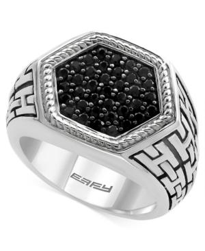 Effy Men's Black Sapphire Ring (1-1/4 Ct. T.w.) In Sterling Silver And Oxidized Silver