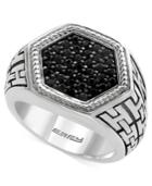 Effy Men's Black Sapphire Ring (1-1/4 Ct. T.w.) In Sterling Silver And Oxidized Silver
