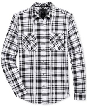 Guess Men's Layne Plaid Military Shirt