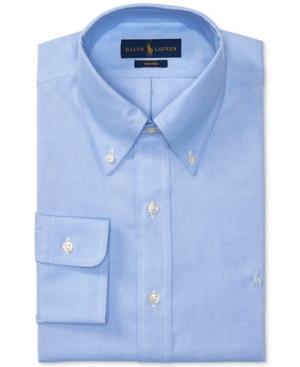 Polo Ralph Lauren Men's Regular Fit Non-iron Blue Solid Dress Shirt