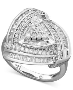 Diamond Ring, Sterling Silver Diamond Trillion Ring (1 Ct. T.w.)