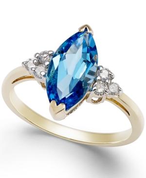 Blue Topaz (2-3/4 Ct. T.w.) And Diamond (1/6 Ct. T.w.) Marquise Ring In 14k Gold