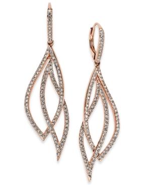 Danori Rose Gold-tone Laurel Pave Drop Earrings
