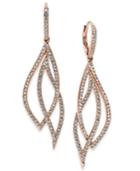 Danori Rose Gold-tone Laurel Pave Drop Earrings