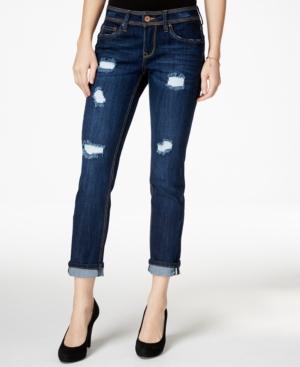 Dollhouse Juniors' Ripped Dark Blue Wash Skinny Jeans