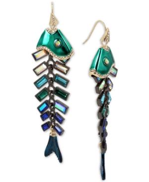 Betsey Johnson Gold-tone Multi-stone Fish Drop Earrings