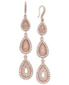 Inc International Concepts Rose Gold-tone Pave Filigree Triple Drop Earrings, Created For Macy's