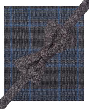 Alfani Spectrum Herringbone Bow Tie And Plaid Pocket Square Set
