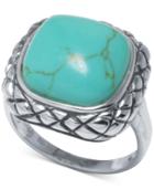 Manufactured Turquoise Scrolled Ring (1 Ct. T.w.) In Sterling Silver