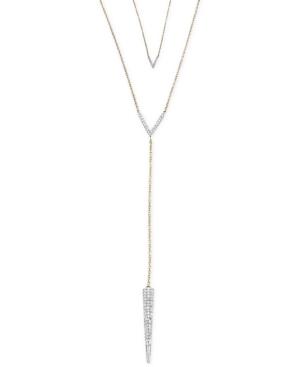 Diamond Double Layer Long Pendant Necklace (1/3 Ct. T.w.) In 14k Gold
