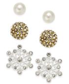 Silver-tone 3-pc. Snowflake Stud Earring