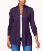 Karen Scott Ribbed Open-front Cardigan, Only At Macy's