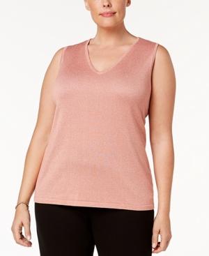 Kasper Plus Size Sleeveless Metallic Top