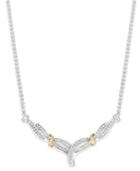 Diamond Crossover V-necklace In Sterling Silver And 14k Gold (1/4 Ct. T.w.)