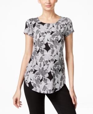 Alfani Petite Printed Round-hem T-shirt, Only At Macy's