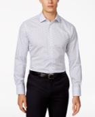 Tallia Men's Slim-fit White/blue Floral Neat-print Cotton Dress Shirt