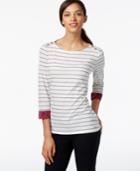 Tommy Hilfiger Paisley Cuff Striped Top