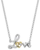 14k Gold And Sterling Silver Necklace, Diamond Accent Love Pendant