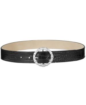 Steve Madden Studded-buckle Croc-embossed Belt
