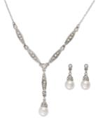 Charter Club Silver-tone Glass Pearl Y Necklace And Drop Earring Jewelry