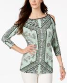 Jm Collection Printed Cold-shoulder Tunic, Created For Macy's