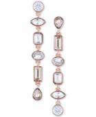 Guess Rose Gold-tone Crystal Mismatch Linear Drop Earrings