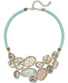 C.a.k.e. By Ali Khan Leather Cord & Multi-stone Frontal Necklace