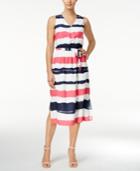 Nine West Striped Self-tie Midi Dress