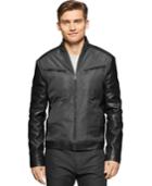 Calvin Klein Faux-leather Mock-collar Jacket