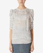 Avec Les Filles Printed Elbow-sleeve Crinkle Top