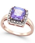 Tanzanite (2-5/8 Ct. T.w.) And Diamond (1/3 Ct. T.w.) Square Halo Ring In 14k Rose Gold