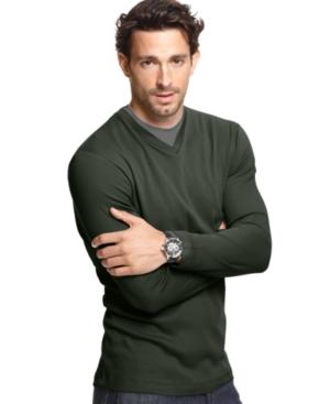 John Ashford Big And Tall Long Sleeve V-neck Front-insert Shirt