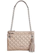 Calvin Klein Quilted Pebble Leather Triple Compartment Crossbody
