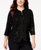 Alex Evenings Plus Size Textured Sequin Jacket Set