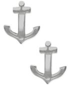Giani Bernini Anchor Stud Earrings In Sterling Silver, Created For Macy's