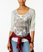 Belle Du Jour Juniors' Explore Metallic Graphic T-shirt