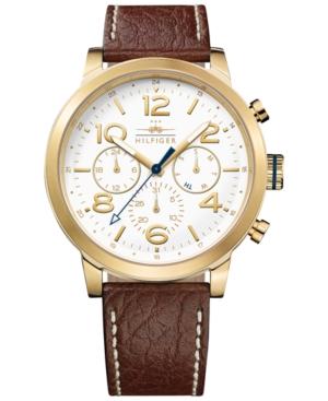 Tommy Hilfiger Men's Casual Sport Brown Leather Strap Watch 46mm 1791231