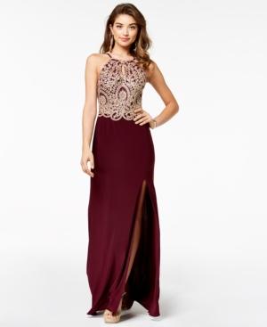 Blondie Nites Juniors' Embellished Cross-back Gown