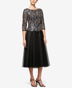 Alex Evenings Embroidered A-line Dress
