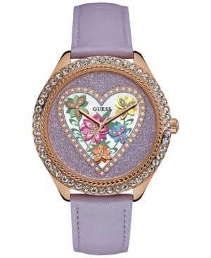 Guess Women's Purple Leather Strap Watch 38mm U0908l1