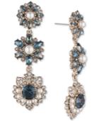 Marchesa Gold-tone Crystal, Stone & Imitation Pearl Linear Drop Earrings