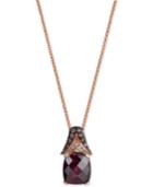 Le Vian Chocolatier Raspberry Rhodolite (3-1/6 Ct. T.w.) & Diamond (1/3 Ct. T.w.) Pendant Necklace In 14k Rose Gold