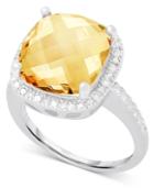 Victoria Townsend Citrine (6 Ct. T.w.) And White Diamond (1/10 Ct. T.w.) Ring In 18k Gold Over Sterling Silver Or Sterling Silver