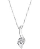 Sirena Diamond Swirl Pendant Necklace In 14k White Gold (1/10 Ct. T.w.)