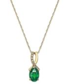 Emerald (3/4 Ct. T.w.) And Diamond Accent Oval Pendant Necklace In 14k Gold