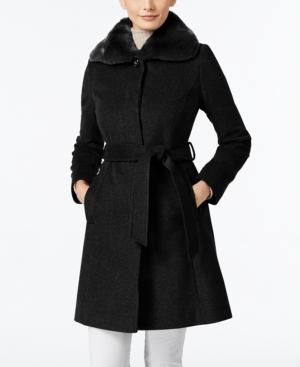 Via Spiga Rabbit-fur-trim A-line Walker Coat