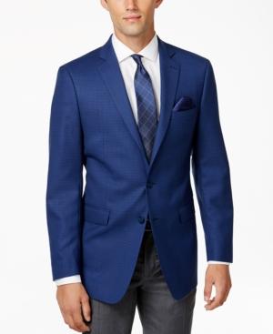 Calvin Klein Men's Blue And Black Tic Slim-fit Sport Coat