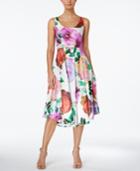 Calvin Klein Floral-print Midi Fit & Flare Dress