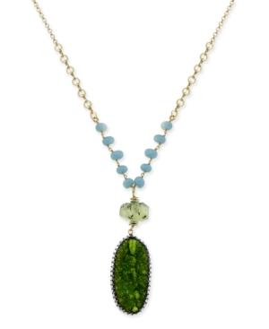 Paul & Pitu Naturally 14k Gold-plated Druzy Agate Pendant Necklace