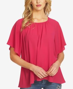Cece Flutter-sleeve Textured Blouse